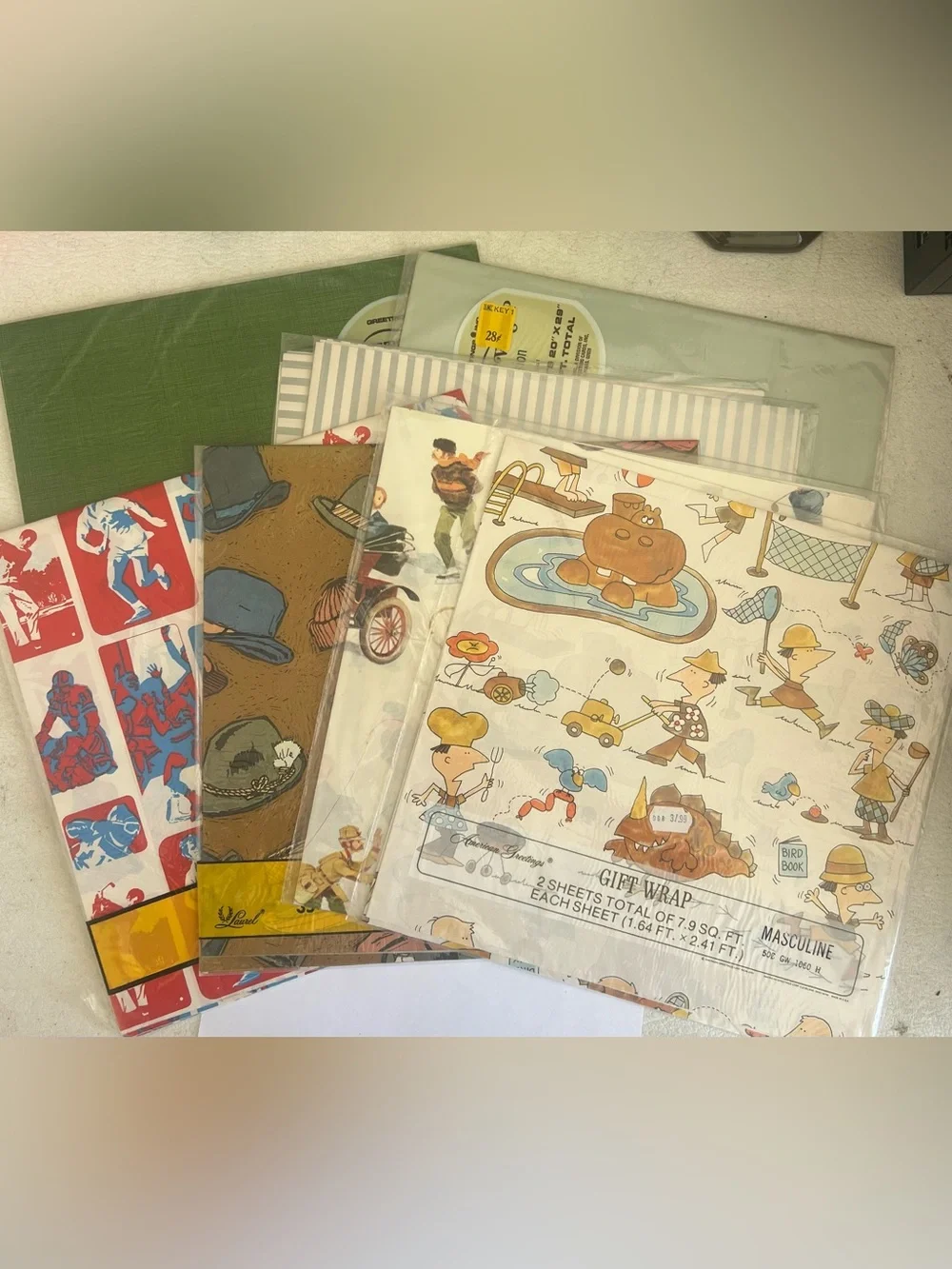 Lot of 8 Dad Men Vintage wrapping paper